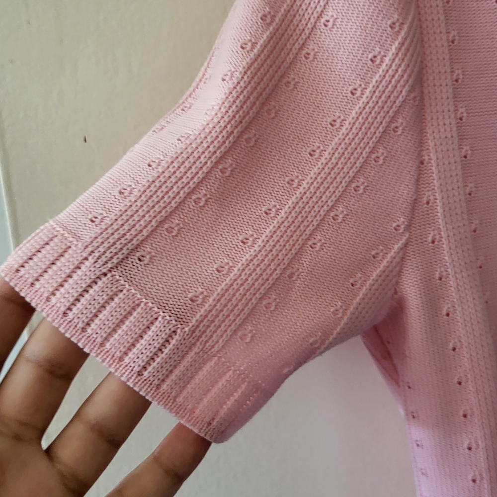 Vintage Pink Knit Short Sleeve Top and Skirt Set - Picture 5 of 10